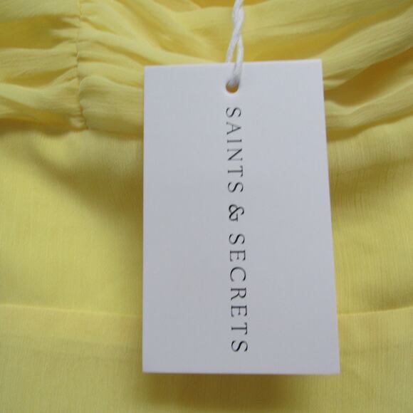NEW Saints & Secrets Yellow Tiered Midi Dress Size Small - Picture 4 of 6